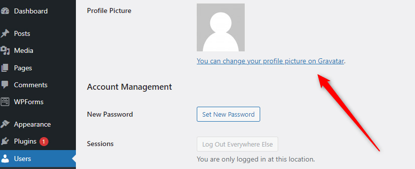 WordPress User Profile Picture Settings